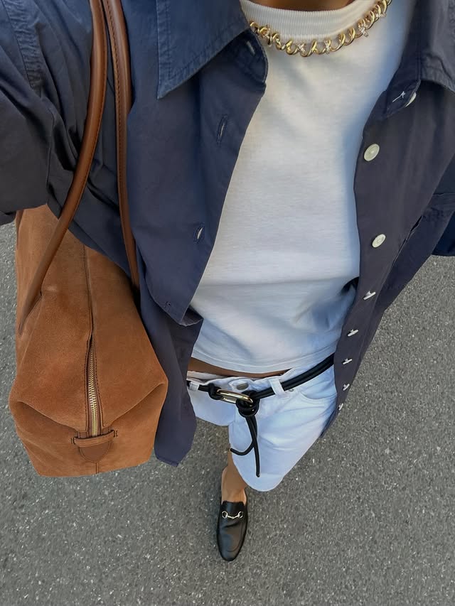 Instagram post by @sarahbrezel for DeMellier. Caption reads: daily fit check *gifted items tagged.