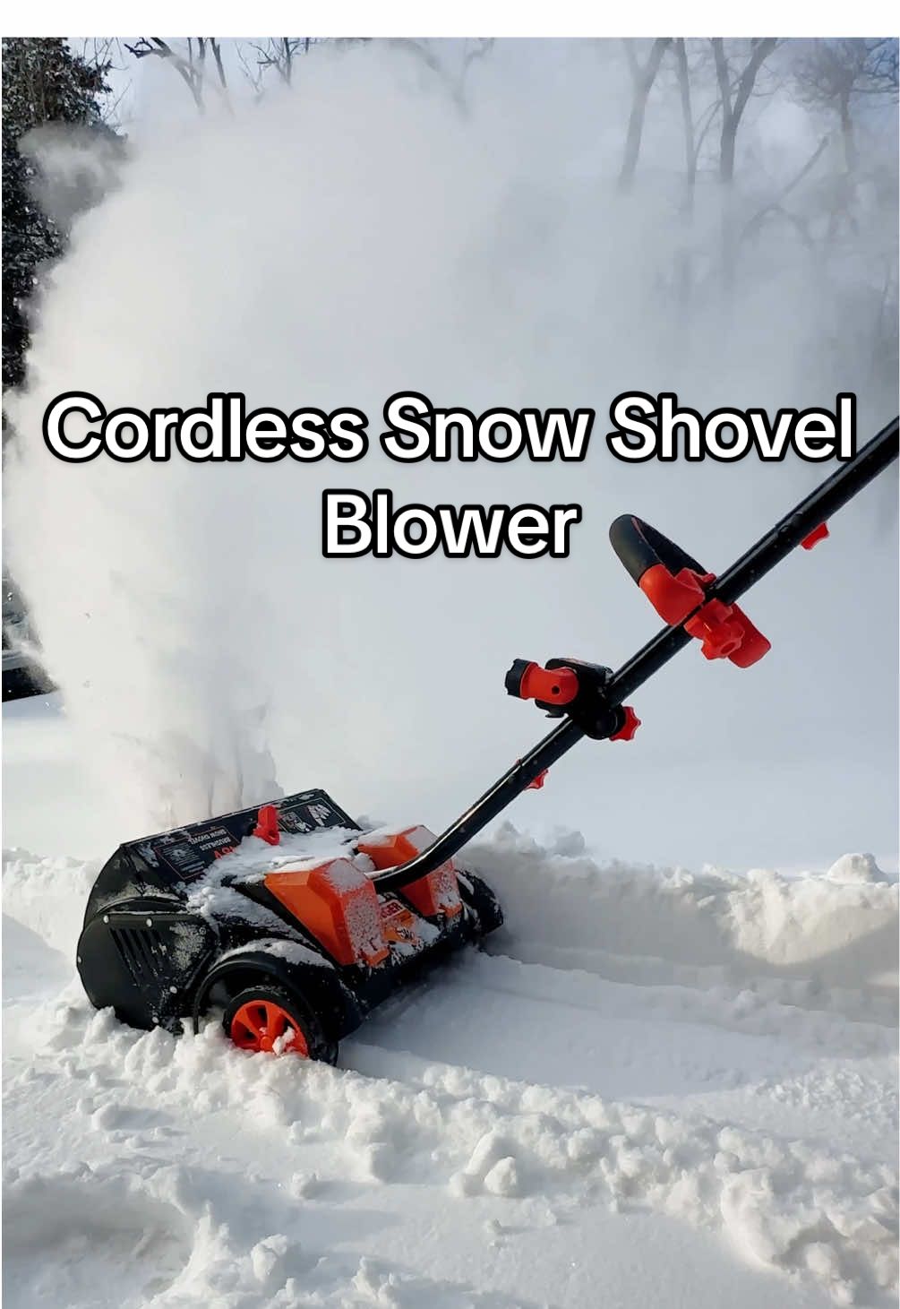 TikTok post by @gina.ruhnay for EUHOMY. Caption reads: [...] Cordless electric snow shovel/blower !!....