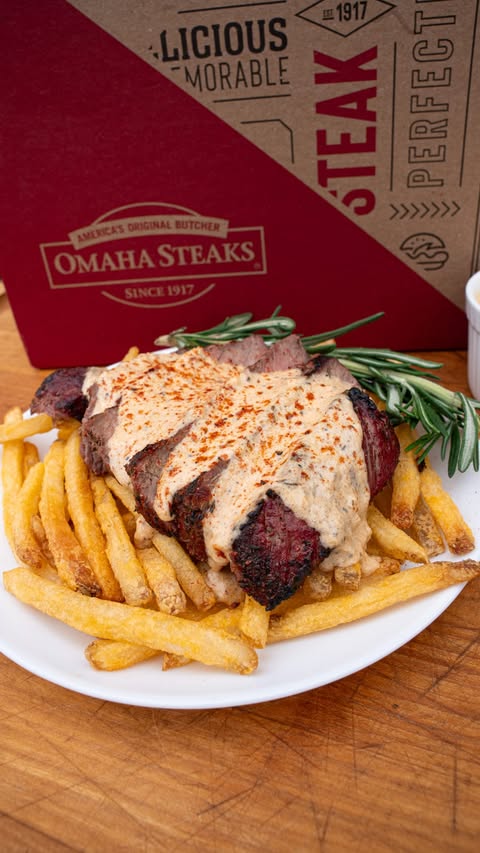 Instagram post by @blackdog_bbq for Omaha Steaks. Caption reads: [...] a Top Sirloin Filet from @omahasteaks ,....