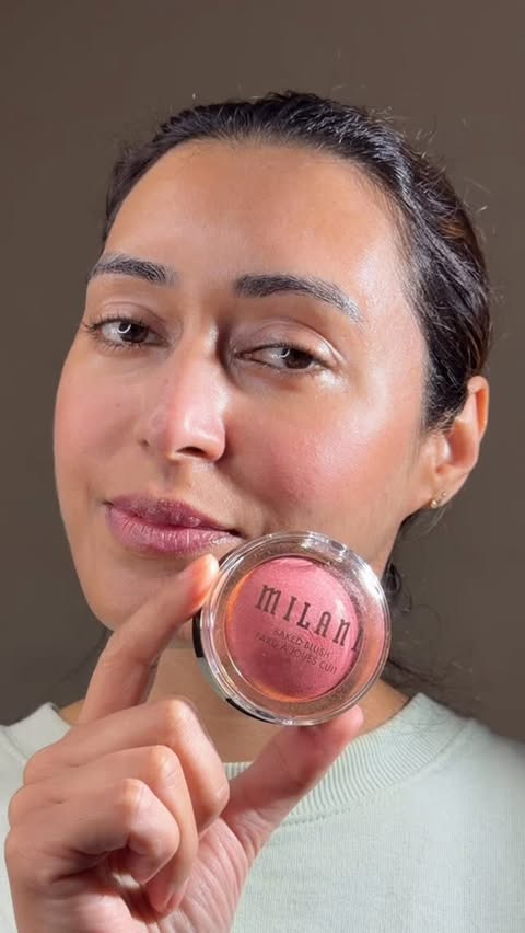 Instagram post by @marriumsshah for Milani Cosmetics. Caption reads: [...] already. Baked Blush 02 Rose Doro....