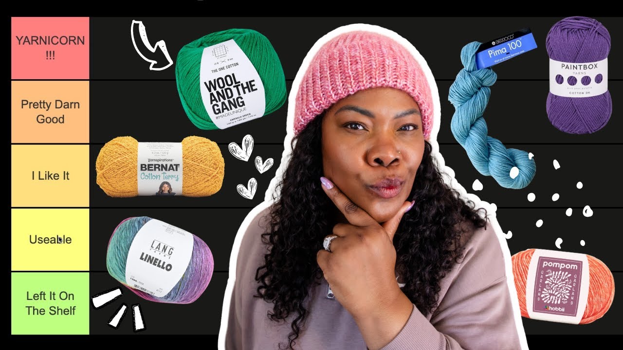 YouTube post by @TLYarnCrafts for Yarnspirations. Caption reads: BEST and WORST Cotton Yarns for Crocheters | $1000....