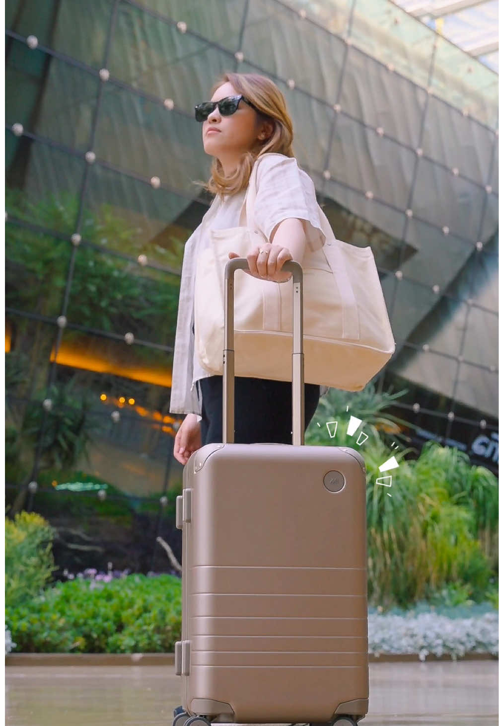 TikTok post by @mia_nguyen1120 for Monos. Caption reads: @Las Vegas in Style with @Monos 🧳 ✈️🌆🏜️  We....