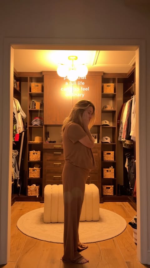 Instagram post by @busybeingbridget for FIGS. Caption reads: current season ☁️ @wearfigs maternity scrubs....