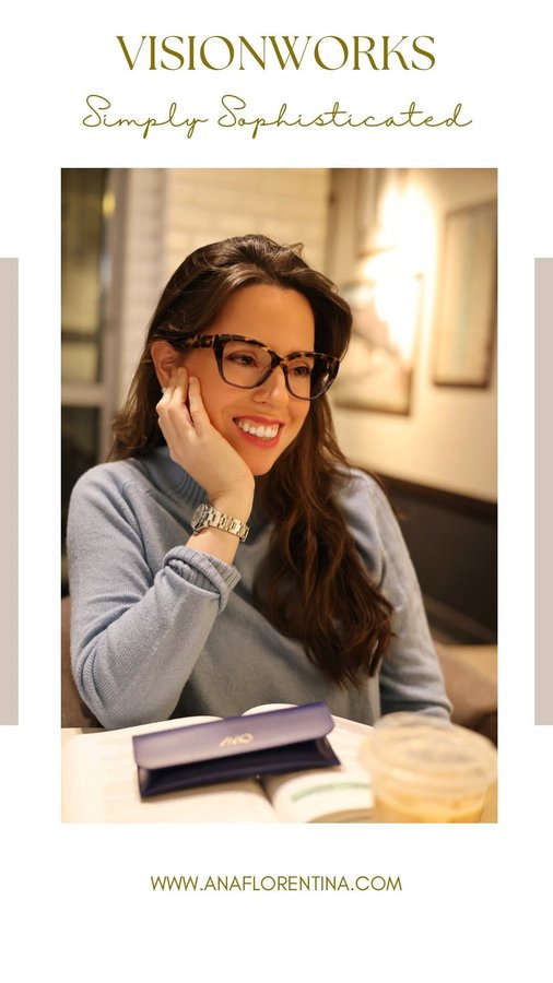 Instagram post by @anaflorentyna for Visionworks. Caption reads: Found these chic AVIO glasses at....