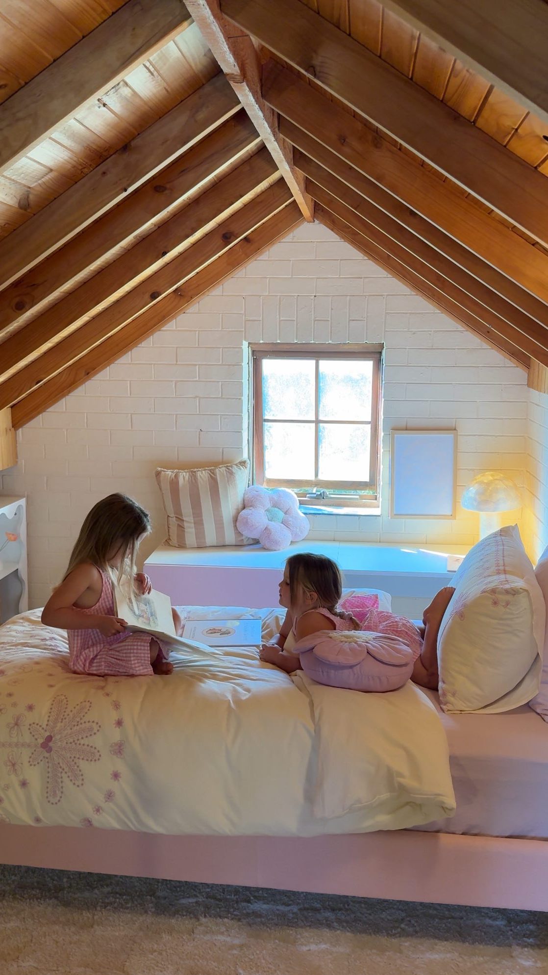 Instagram post by @emmamaygravess for Adairs. Caption reads: A little island escape, right in their bedroom.....