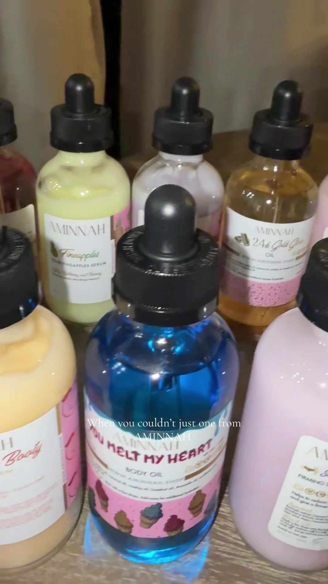TikTok post by @lifewithcocobeans for Aminnah. Caption reads: [...] bundle of the serums and body oil of....