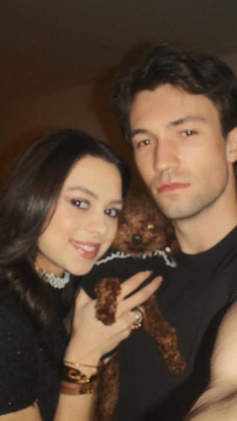 Instagram post by @bobrownn for Nadine Merabi. Caption reads: How to style a dress when it’s cold ❄️⛸️ | Final....