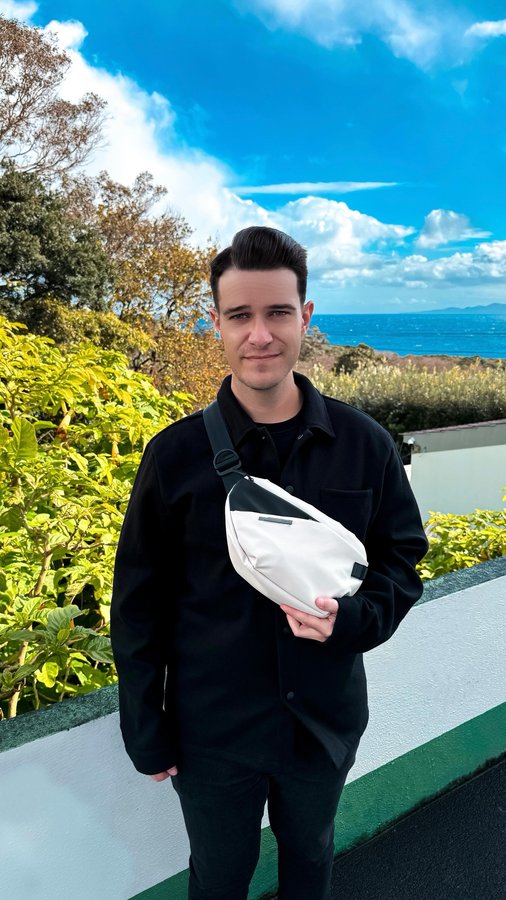 Instagram post by @mrkevensantos for inateck. Caption reads: Adventure-ready and stylish! 🌟 The Inateck Sling....