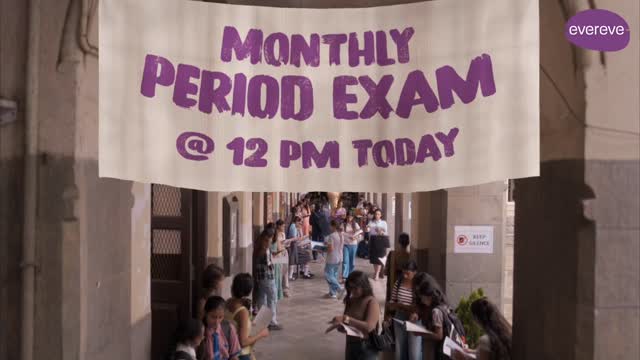 Instagram post by @lifewith_shreyaaa for Evereve Period Protection. Caption reads: Period Exams? No more! With Evereve Period....