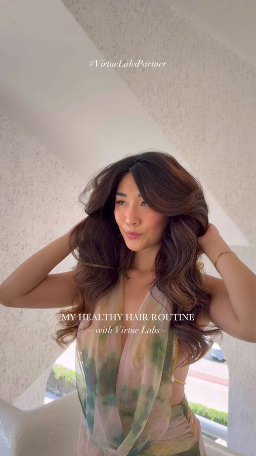 Instagram post by @iamsooyounlee for Virtue Labs. Caption reads: Repair, restore, glow. That’s the science of....