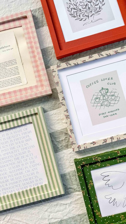 Instagram post by @genevavanderzeil for Fiskars. Caption reads: MAKING FABRIC FRAMES & A GIVEAWAY! Giveaway....