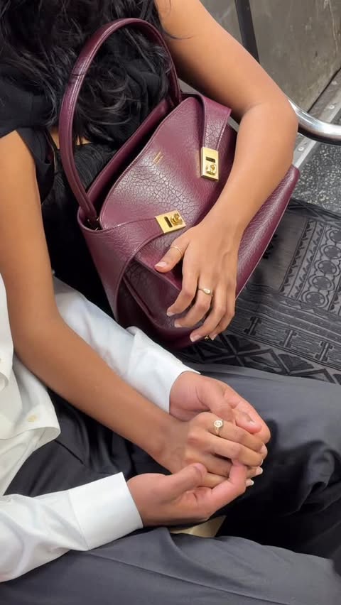 Instagram post by @subwayhands for FERRAGAMO. Caption reads: 1 train joyride with young love #FerragamoPartner....
