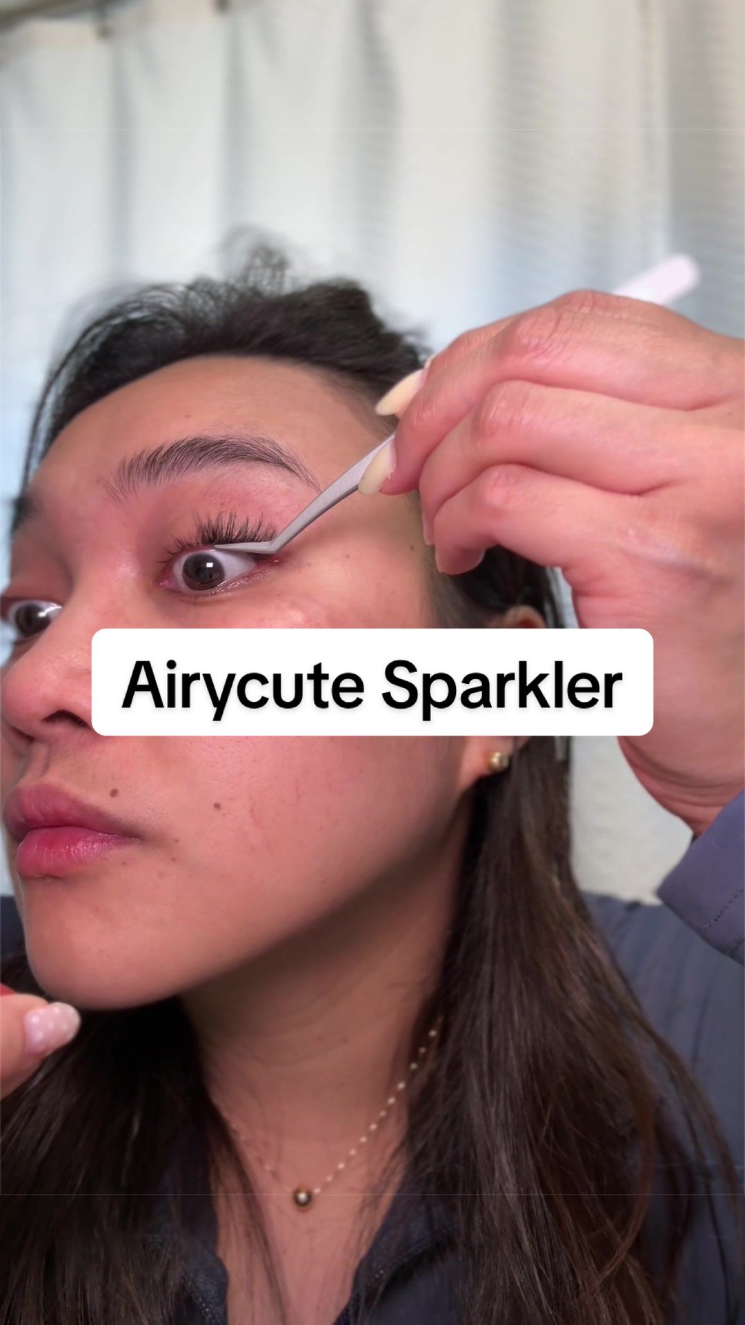 TikTok post by @mrsperas for Airycute Lashes. Caption reads: Sundays are my lash re-set days 💗 @Airycute....