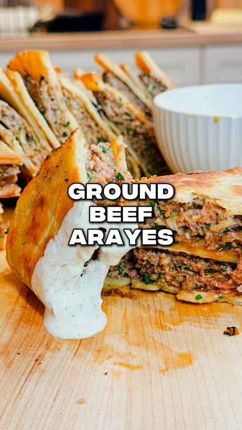 Instagram post by @jakewidmann for Good Ranchers. Caption reads: GROUND BEEF ARAYES RECIPE ⬇️

🙋‍♂️ First time....