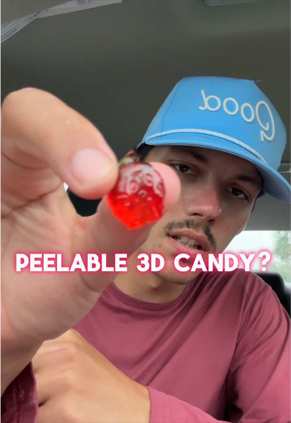 TikTok post by @itsjulianalex for Happy Global Choice. Caption reads: [...] #candyreview #peelablegummymango @HAPPY....