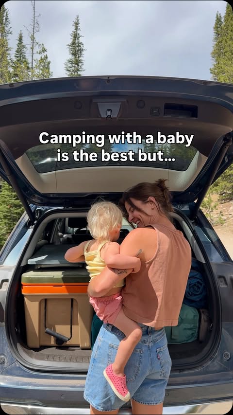 Instagram post by @wherewewentnext for GMC. Caption reads: [...] a camping trip with a baby? Less fun.......