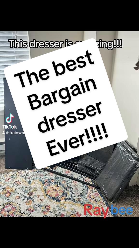 TikTok post by @trainwreckmakeup for Raybee Furniture US. Caption reads: [...] #affiliatelink #raybeefurniture @Raybee....