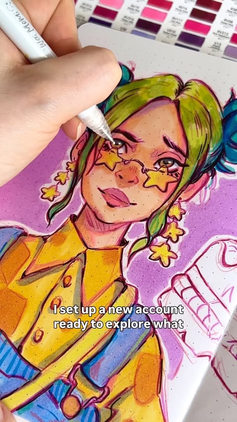 Instagram post by @lorkelle for Ohuhu Art Supplies. Caption reads: What’s your favourite medium? 4 years ago, Ohuhu....