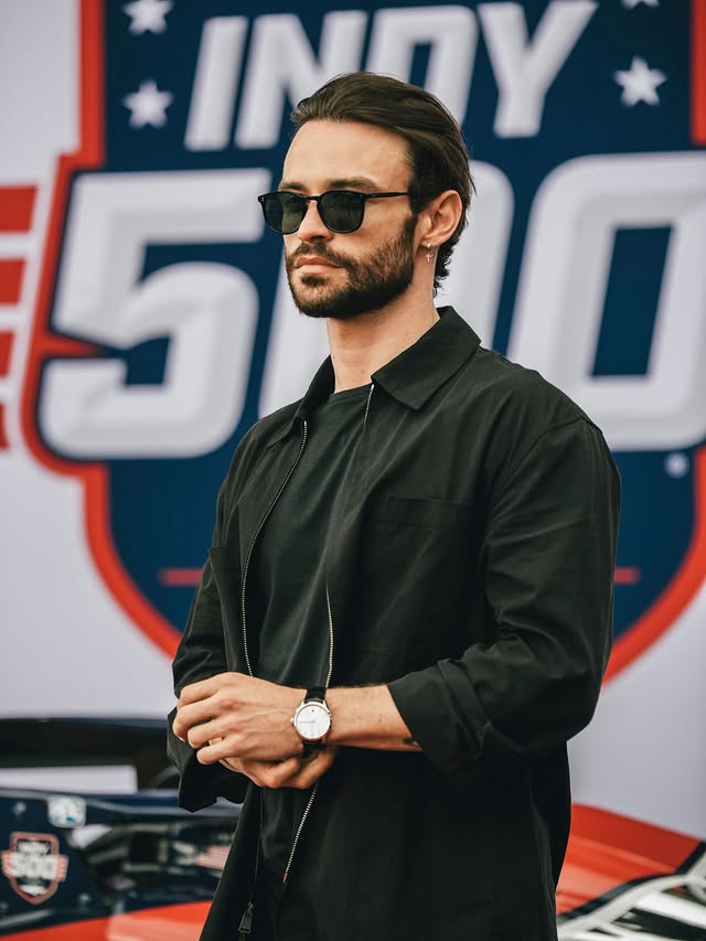 Instagram post by @thomasadoherty for TAG Heuer. Caption reads: @Tagheuer is the watch. Indy 500 is the race. An....