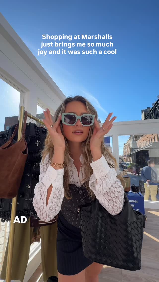 Instagram post by @loganrae_hill for Marshalls. Caption reads: #ad I got to attend the filming of On Brand with....