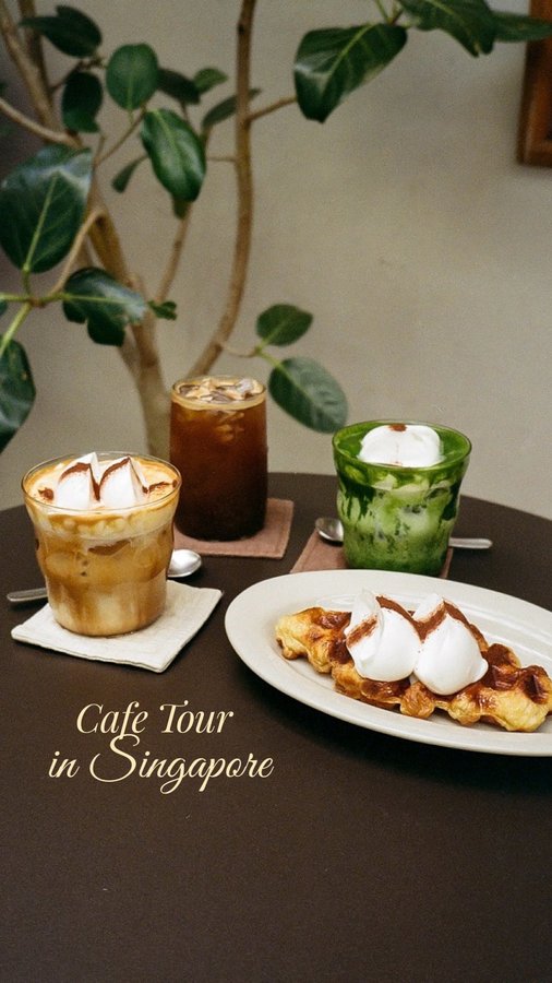 Instagram post by @nom_life for VisitSingapore. Caption reads: 6 places to save for your cafe hop....