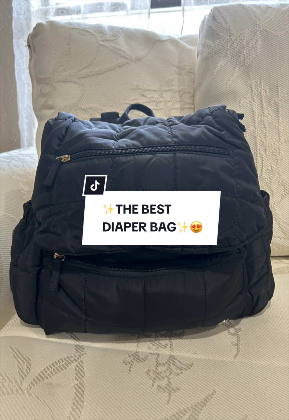 TikTok post by @janasiao for Affiliasi Pikaru. Caption reads: I absolutely love this diaper bag!!! It’s so cute....