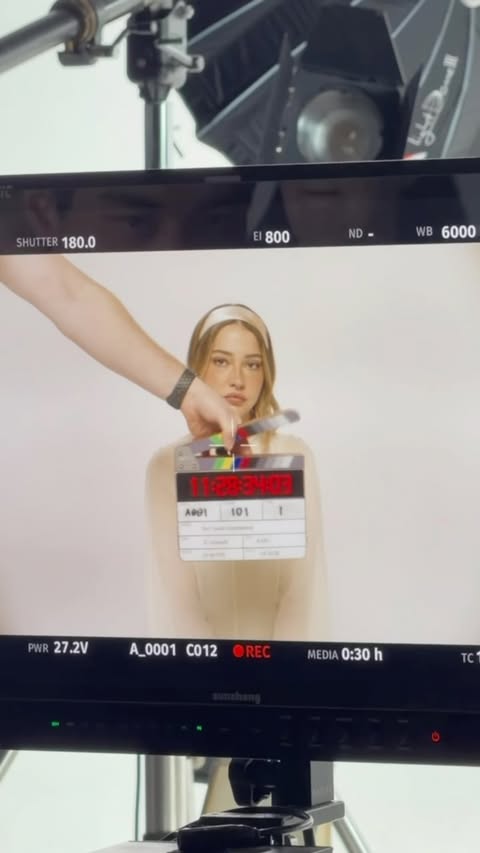 Instagram post by @madelyncline for Dossier. Caption reads: Something sweet coming soon 🧁🍦🍨....