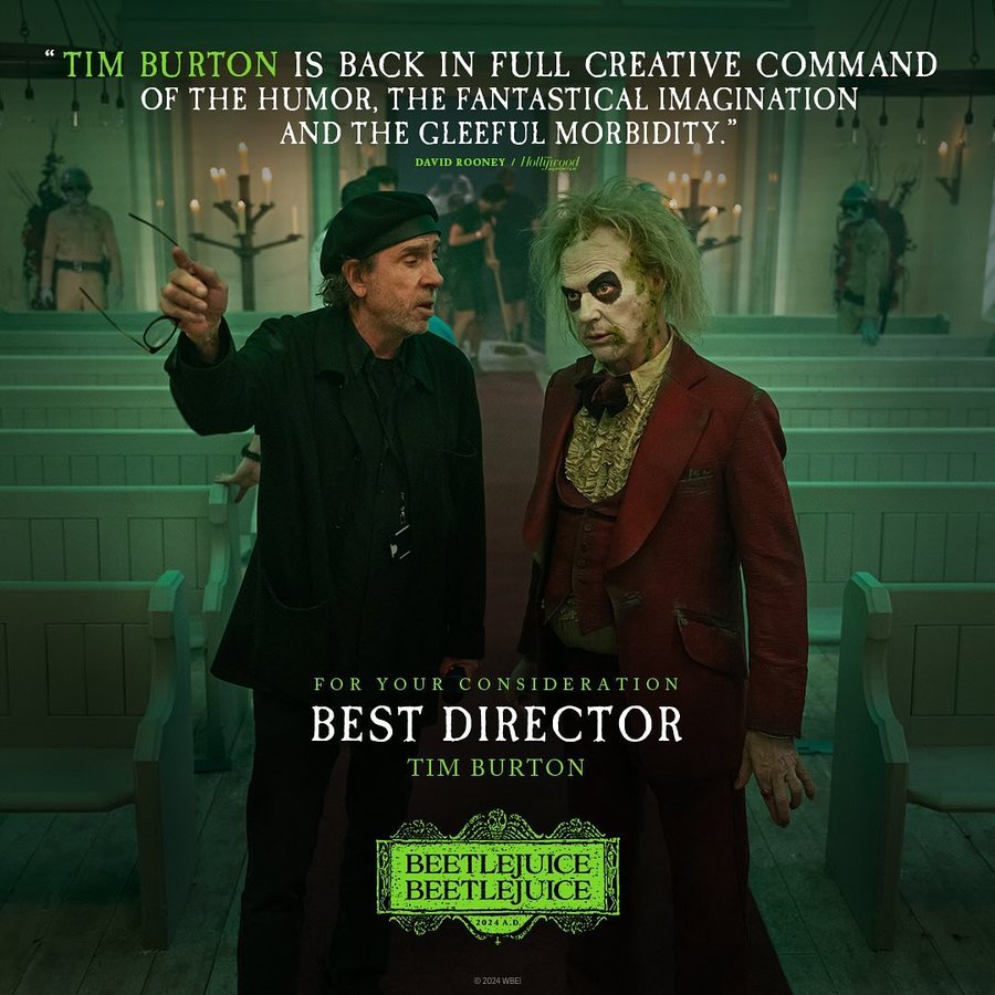Instagram post by @warnerbros for Beetlejuice. Caption reads: The man behind the masterpiece. Watch how....