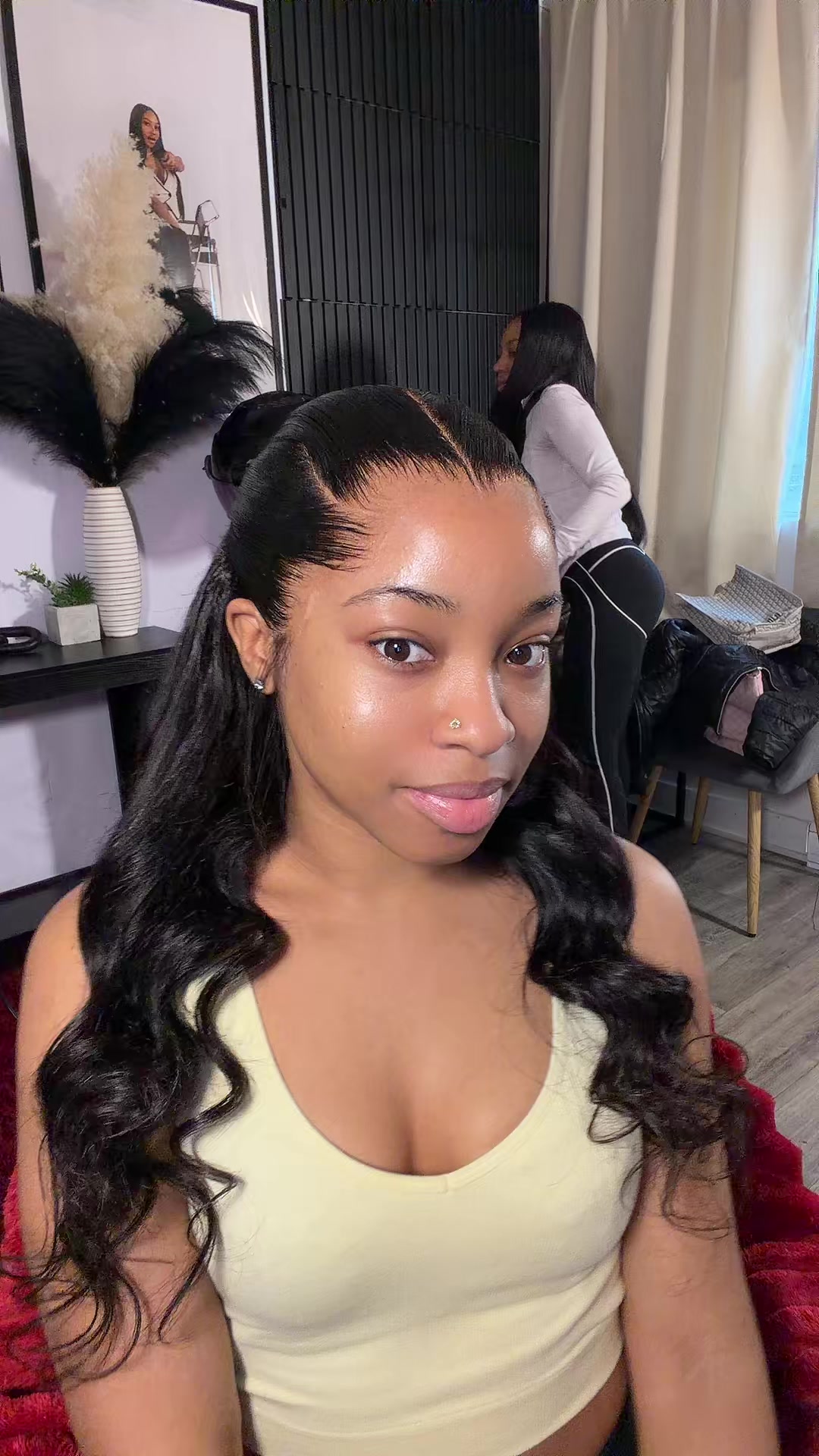 TikTok post by @fivestarmami for Amanda Hair. Caption reads: Hair from: @Amanda Hair Store Installed by :....