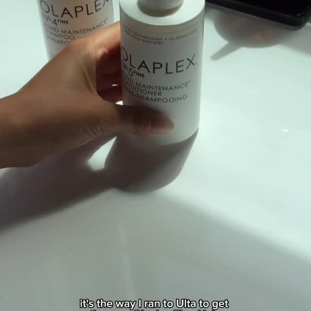 Instagram post by @hauskris for OLAPLEX. Caption reads: the volume I get from the new @olaplex Nº.4 FINE....