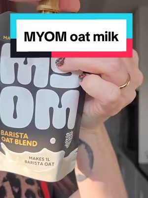 TikTok post by @inner.beautyuk for MYOM. Caption reads: MYOM oat milk, packed with goodness! Love it!....