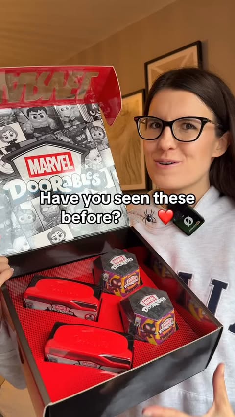 Instagram post by @violet.hollow for Disney Doorables. Caption reads: [...] New Marvel Doorables! 🕸️🕷️❤️....