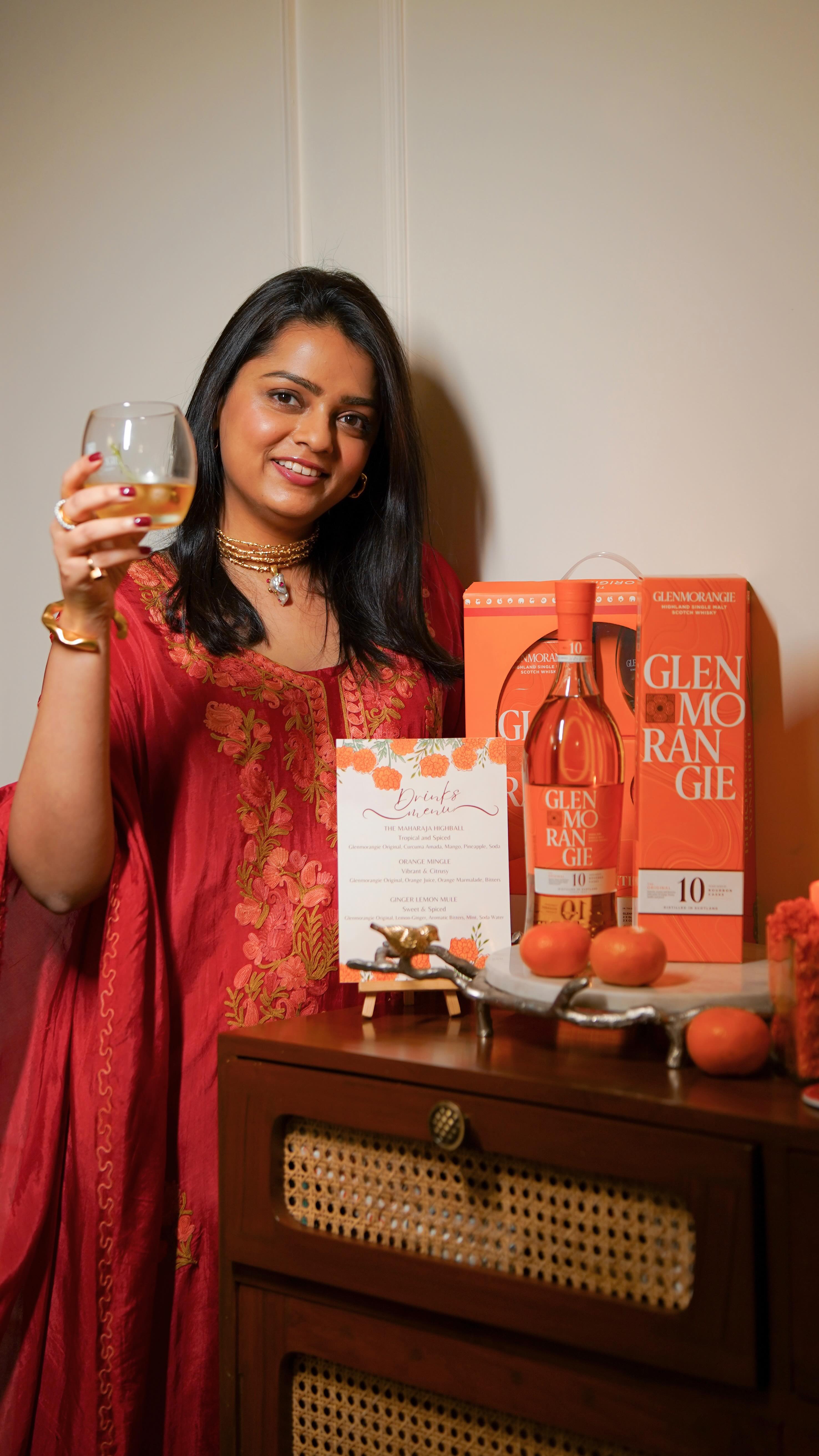 Instagram post by @praachiraniwala for GLENMORANGIE. Caption reads: 𝐃𝐞𝐥𝐢𝐜𝐢𝐨𝐮𝐬 𝐋𝐢𝐯𝐢𝐧𝐠 𝐰𝐢𝐭𝐡....