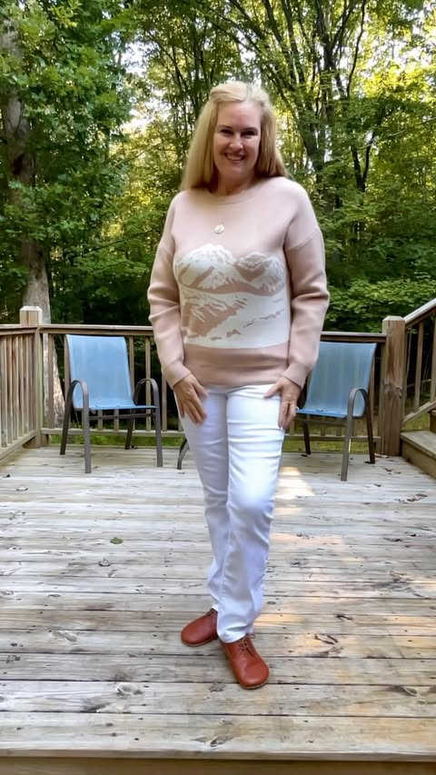 Instagram post by @yogathroughmenopause for ZESICA. Caption reads: [...] sweater was made for us! I’m wearing the....