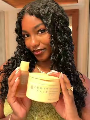 TikTok post by @jazamaya for Fenty. Caption reads: This duo from @Fenty Hair has been a life saver....