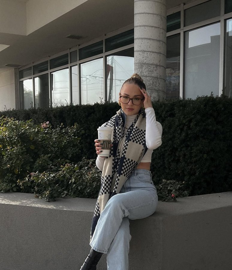 Instagram post by @thejessbrooke for Clearly. Caption reads: out & about, wearing my glasses from @clearlyca....