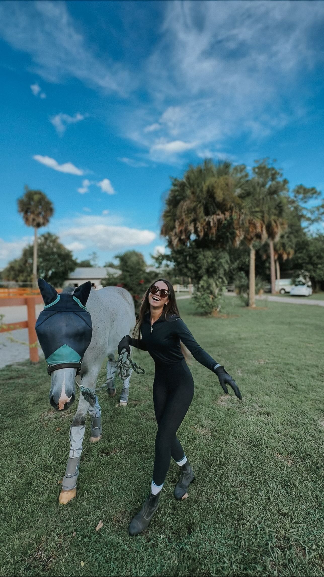 Instagram post by @equestlana for Corro Shop. Caption reads: Did it work?!😂🐴📸

🪰Moussey’s fly gear from....