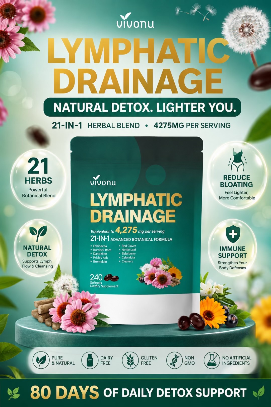 TikTok post by @ainemarie1 for Vivonu. Caption reads: Lymphatic soft gel capsules @VIVONU_official @The....