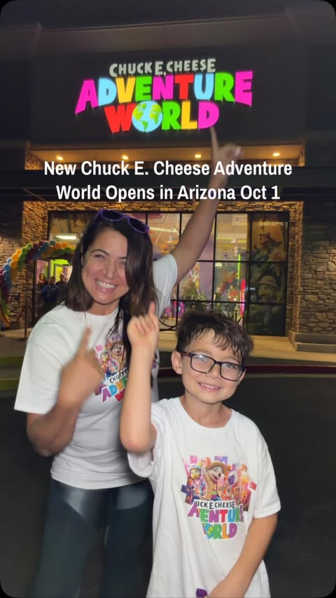 Instagram post by @missfirebites for Chuck E. Cheese. Caption reads: [...] for the whole family! The crew @chuckecheese....