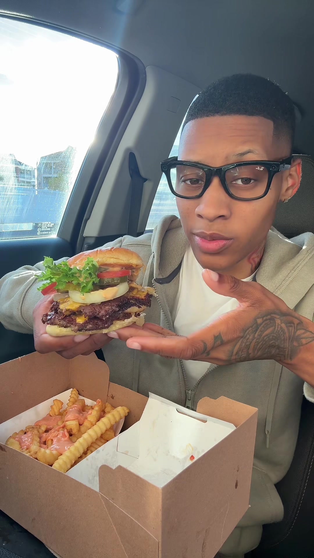 TikTok post by @kodak__ke for Shake Shack. Caption reads: CEO let me talk to you !! @SHAKE SHACK #eateat....