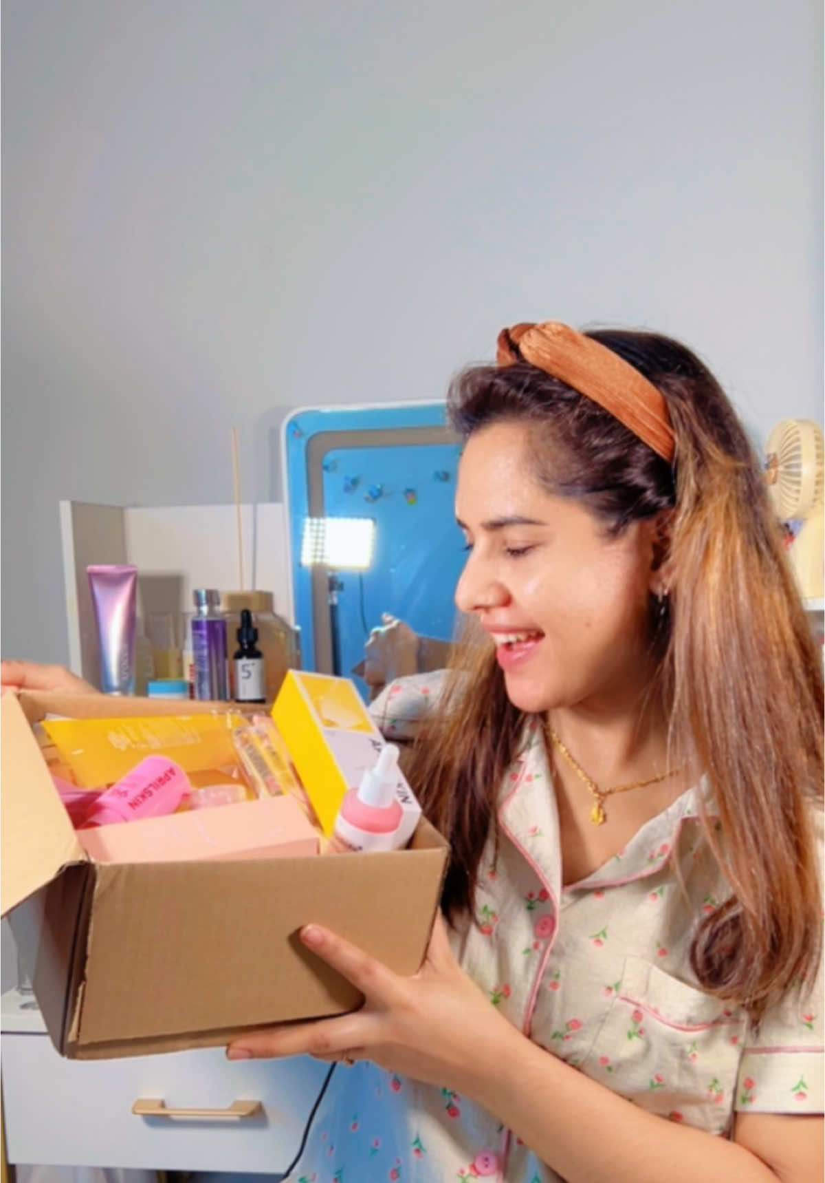 TikTok post by @_devi_ad for APRILSKIN. Caption reads: [...] this package from @medicube global &....