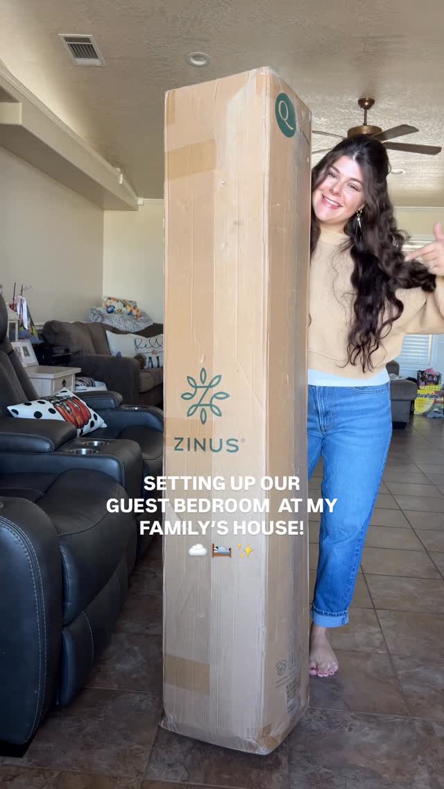 Instagram post by @sociallykylie for Zinus. Caption reads: Feeling right at home & comfy because we have our....