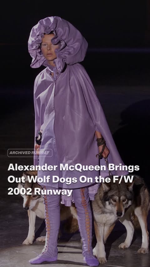 Instagram post by @archivedrunway for Alexander McQueen. Caption reads: For Alexander McQueen Autumn/Winter 2002, the show....