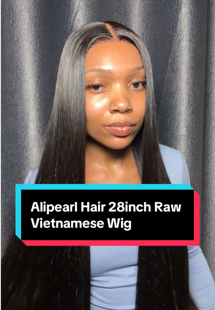 TikTok post by @iam.nikky35 for Alipearl Hair. Caption reads: @alipearlhair_official 28inch Raw Vietnamese Hair....