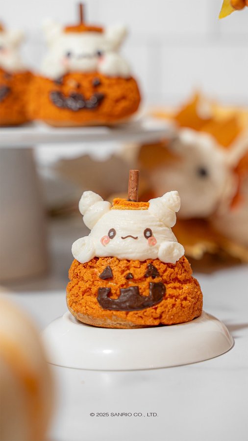 Instagram post by @bearsandbutter for Sanrio. Caption reads: 🎃 Hanamaruobake Cream Puffs! 👻🌸✨

🎃 I’m so....