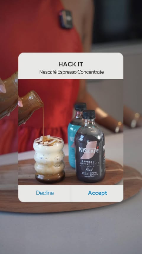 Instagram post by @missshozi for NESCAFÉ. Caption reads: [...] Iced Coffee in 3 simple steps using the....
