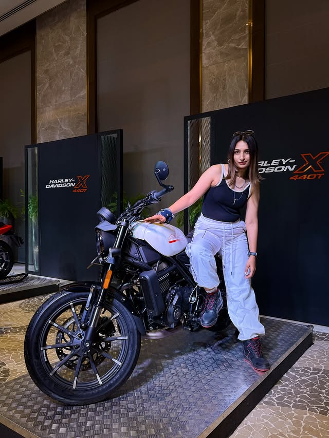 Instagram post by @vaishaali_ for Harley-Davidson. Caption reads: Spent the day exploring the all-new....