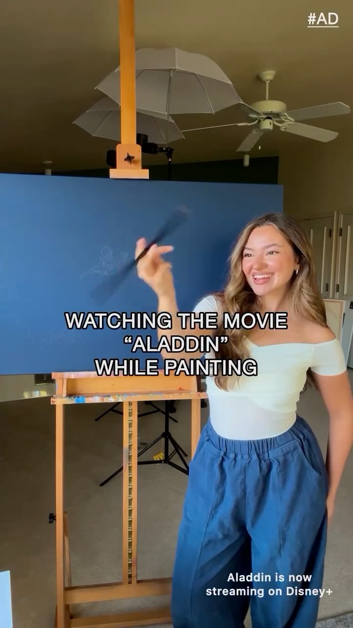 Instagram post by @laurynsquyres for Disney Princess. Caption reads: #ad An Endless Diamond Sky 🌌🧞‍♂️✨☁️👑 
To call....