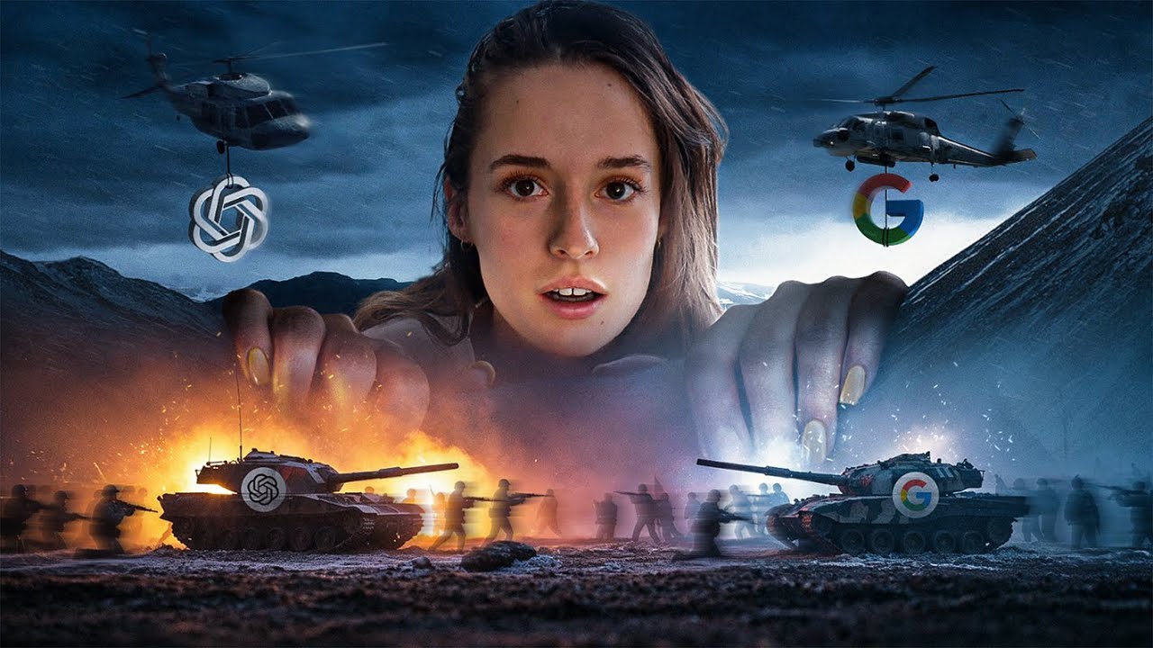 YouTube post by @iciamyplant for TechCrunch. Caption reads: Is ChatGPT killing Google?.