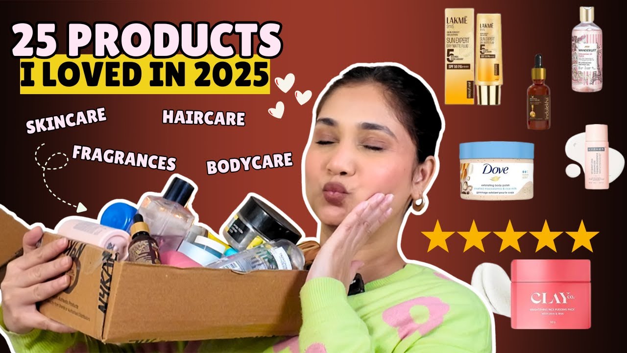 YouTube post by @NidhiK for Purplle. Caption reads: BEST of the BEST... 25 Skincare & Bodycare....